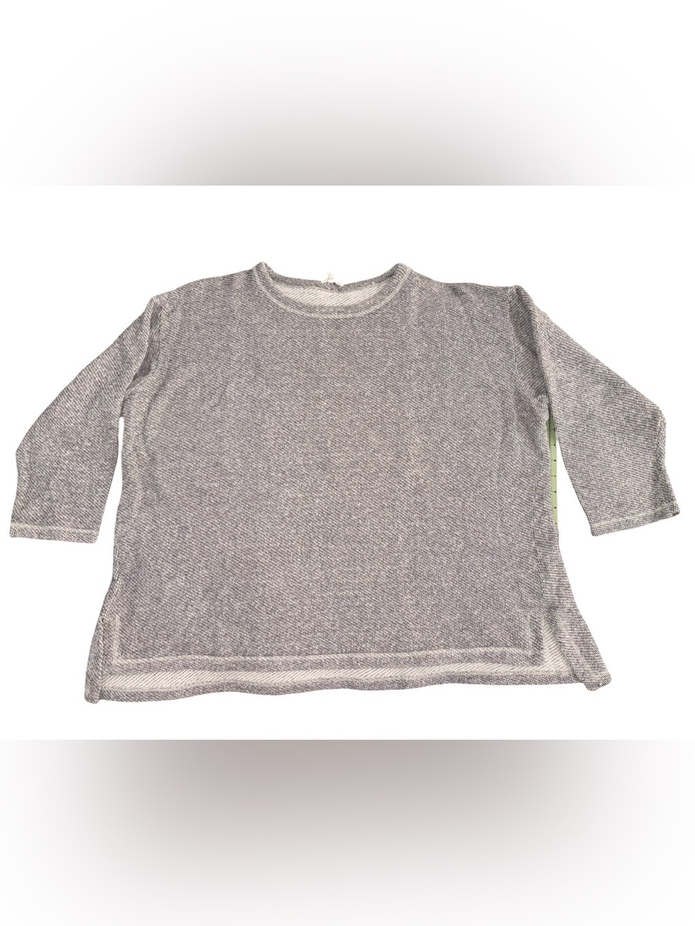 Eileen Fisher 2X Gray White Organic Cotton Boxy Knit Sweater Top